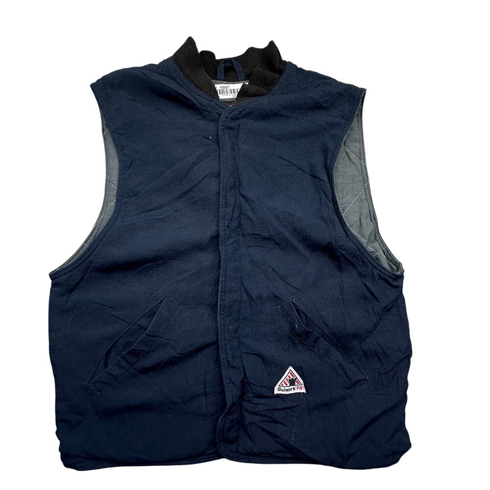 Bulwark Vest Mens Large Blue FR Nomex Aramid Quilted Insulated Workwear